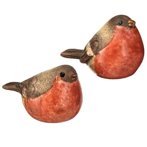 Product Ceramic Robin Decorations – Red and Natural Tones, 5.4 cm – Perfect for Garden and Home – 4 pcs