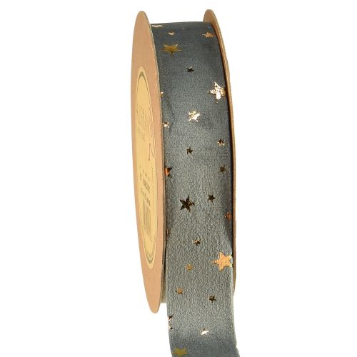 Product Velvet ribbon, star ribbon, grey gold, decorative ribbon, 25mm wide, 8m long