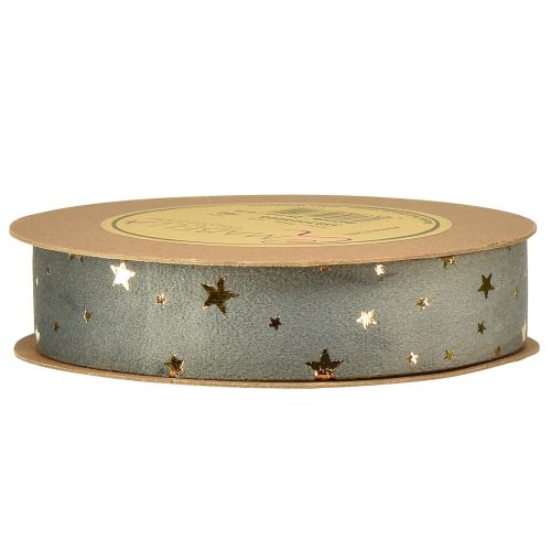 Product Velvet ribbon, star ribbon, grey gold, decorative ribbon, 25mm wide, 8m long