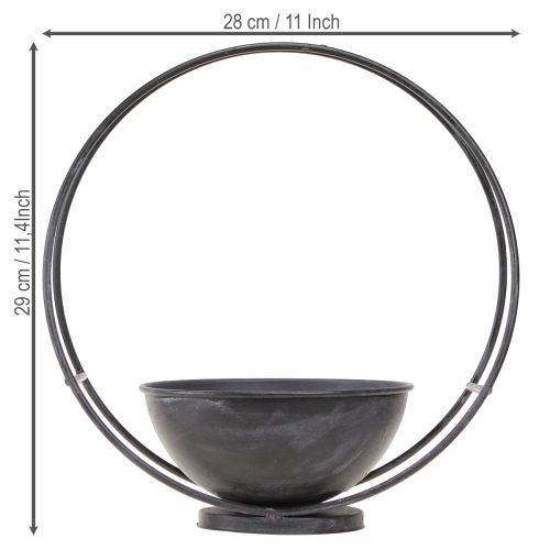 Product Bowl with foot, decorative ring, metal, anthracite, H29cm, 2 pieces