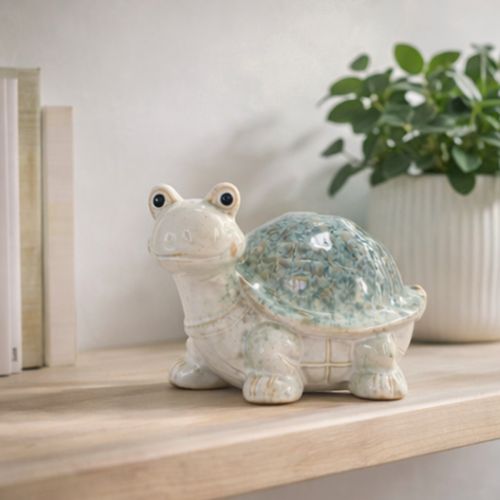 Product Ceramic turtle figurine as an eye-catcher in the living area, decorative figure, 22cm