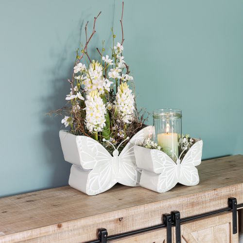 Floristik24 Butterfly Metal Flowerpot Green 22.5/30cm Set of 2