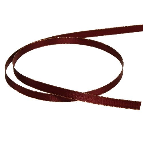 Product Satin ribbon dark red gold Christmas ribbon W6mm L50m
