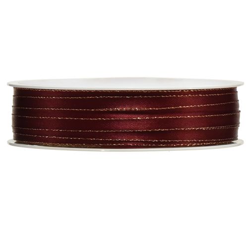 Product Satin ribbon dark red gold Christmas ribbon W6mm L50m