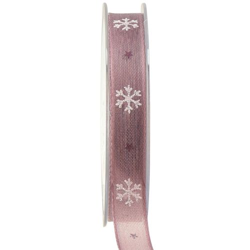 Floristik24 Decorative ribbon snowflake decorative ribbon pink W15mm L15m