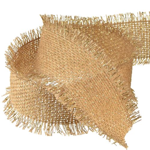 Product Decorative Ribbon Brown Gold Fringes W40mm L15m