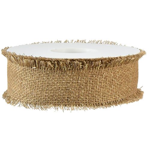 Product Decorative Ribbon Brown Gold Fringes W40mm L15m