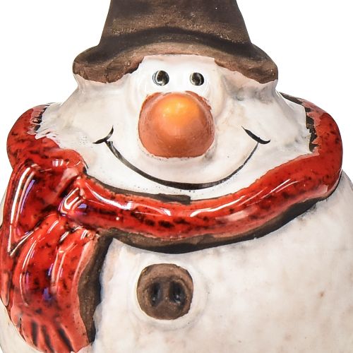 Floristik24 Ceramic snowman figure, 8.5cm, with top hat and red scarf - Christmas and winter decoration - 3 pieces