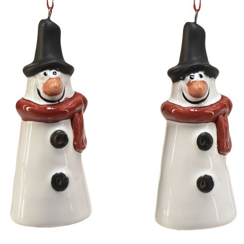 Product Cheerful Snowman Hanging Decoration – White with Red Scarf and Black Hat, 7.5 cm – Perfect for Festive Christmas Trees – 6 pcs