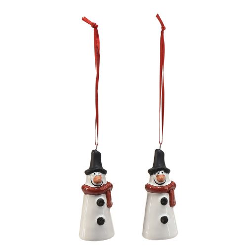 Product Cheerful Snowman Hanging Decoration – White with Red Scarf and Black Hat, 7.5 cm – Perfect for Festive Christmas Trees – 6 pcs