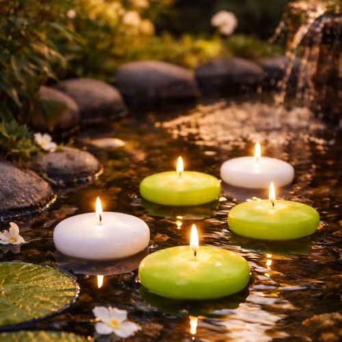 Product Floating candle for romantic evenings or festive decoration, also suitable for outdoor use. 8cm, 8h, 8pcs