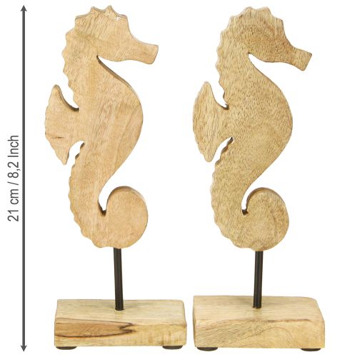 Floristik24 Seahorse decoration wood blue natural maritime H21cm 2pcs