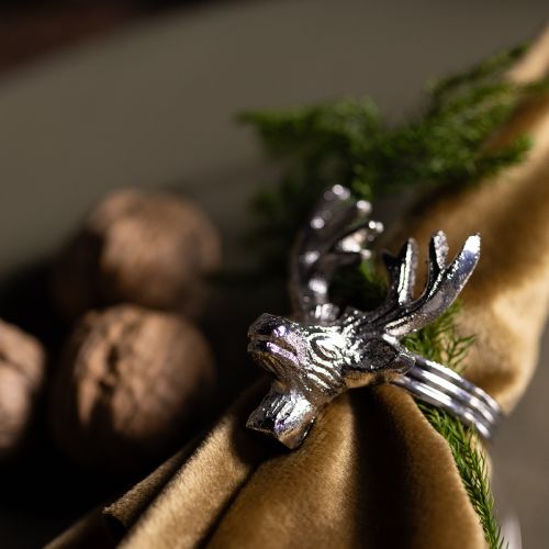 Product Napkin rings silver deer metal napkin holder Ø4cm 4 pcs