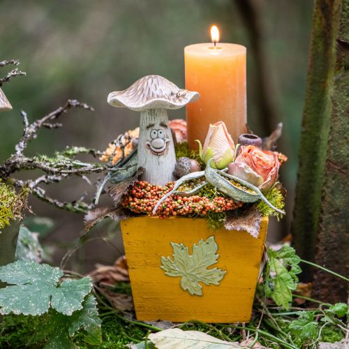 Planter Wooden Shabby Chic Wooden Box Yellow 11×14.5×14cm