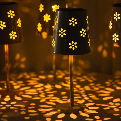 Product Solar table lamp with delicate floral pattern for balcony or terrace, 28cm
