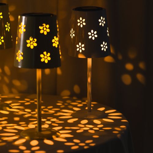Product Solar LED table lamp with floral design, atmospheric outdoor lighting, 28cm