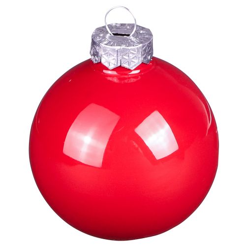 Product Christmas Baubles Red Tree Baubles Glass Gloss Ø6cm 24 pcs