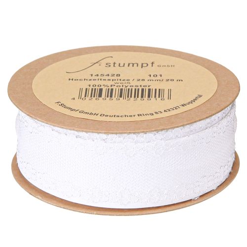 Product Lace ribbon wedding ribbon decorative ribbon lace white 28mm 20m