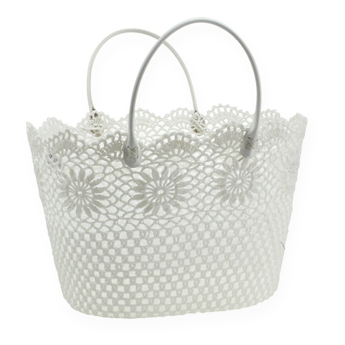 Floristik24 Crochet bag with handle white 48cm x 33cm x 30cm