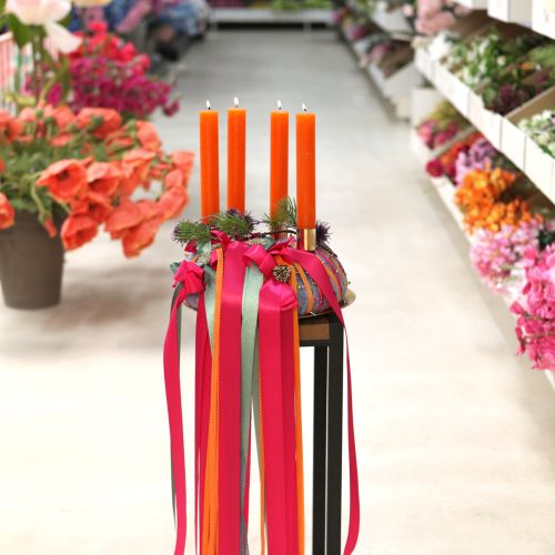 Product Taper candles colored orange 34mm x 240mm 4 pieces