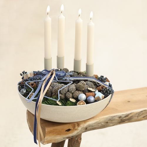 Floristik24 Metal candle holder on stick, beige, H11cm, 4 pieces