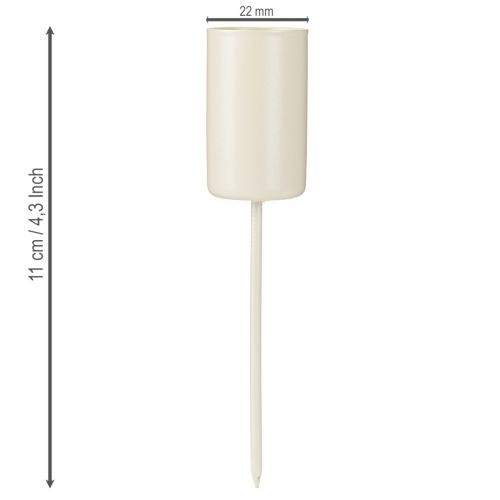 Floristik24 Metal candle holder on stick, beige, H11cm, 4 pieces