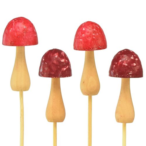Flower plug mushroom decoration wooden plug red Ø2.5cm 8 pcs