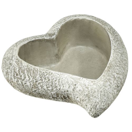 Floristik24 Cast stone heart plant bowl plant heart grey white 16×16×5cm