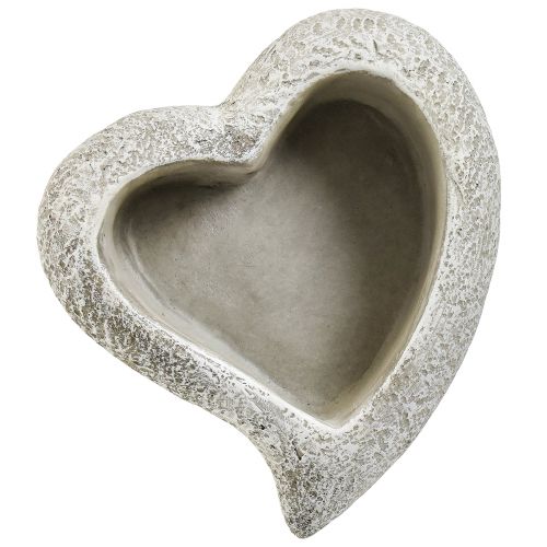 Floristik24 Cast stone heart plant bowl plant heart grey white 16×16×5cm