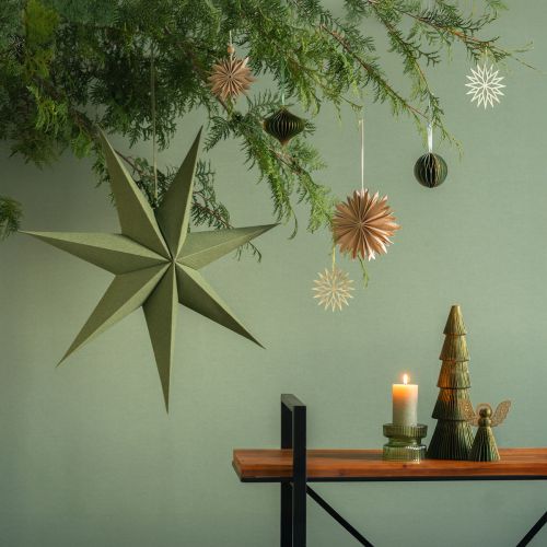 Product Star Decoration Christmas Star Paper Jute Green 60cm Window Decoration