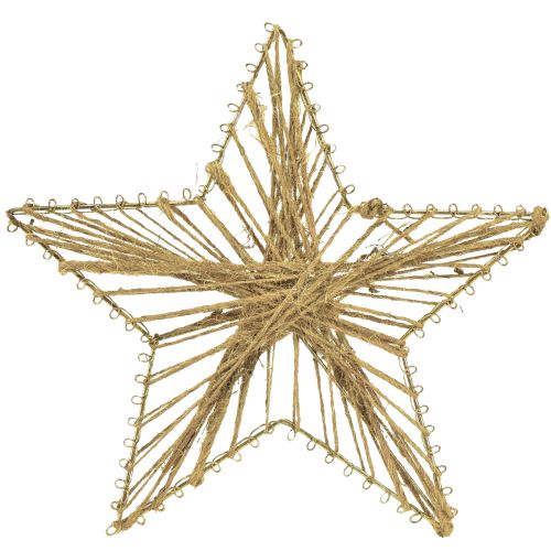 Star wrapped with jute Christmas decoration rustic 20cm 4pcs
