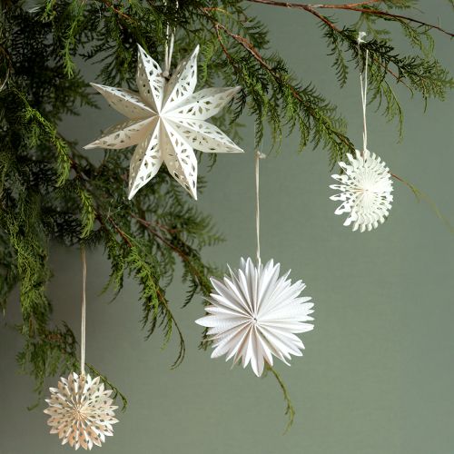 Product Star Snowflake Decorative Hangers White Paper Ø20cm Set of 6