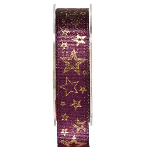 Floristik24 Star Ribbon Christmas Ribbon Purple Gold Glamour W25mm L15m