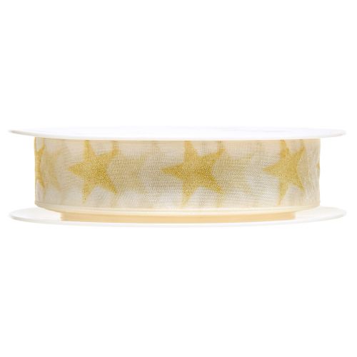 Product Star Ribbon White Gold Organza Ribbon Decorative Ribbon W25mm L18m