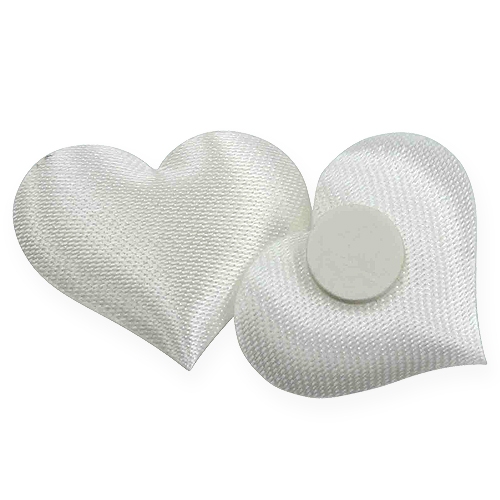 Floristik24 Scatter decoration fabric hearts white 28x32mm 100p