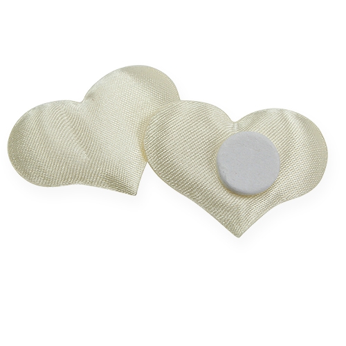 Product Fabric heart with glue dot cream 28x32mm 100p