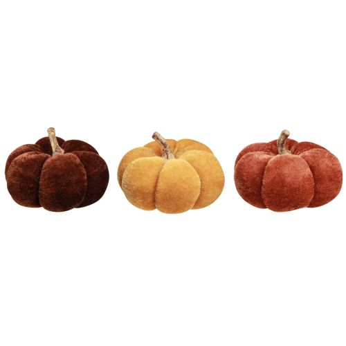 Floristik24 Fabric Pumpkins Pumpkin Decoration Yellow Brown Velvety Ø7cm 9 pcs