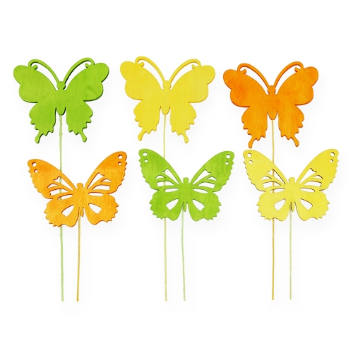 Decorative butterflies on a wire 3-colored 8cm 18pcs