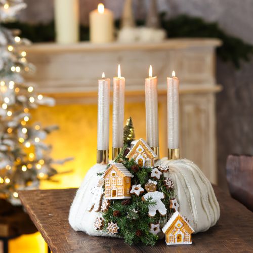 Product Christmas scatter decoration cookies star-shaped, 24 pieces, festive table decoration cookies in star shape, powdered sugar look, decorative stars polyresin approx. 6cm