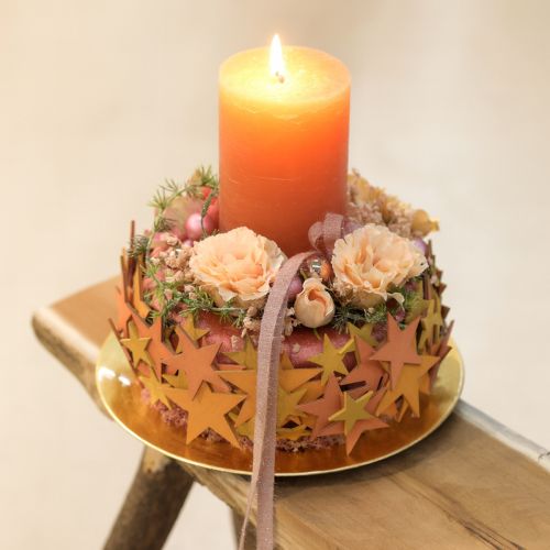 Product Scatter decoration stars wood orange 3 colors Ø3.5/5.5/7cm 48 pcs