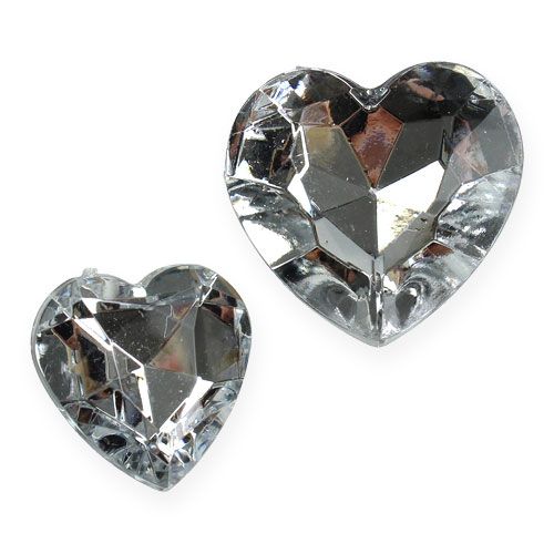 Floristik24 Scatter decoration acrylic hearts silver 2cm - 3cm 120 pcs