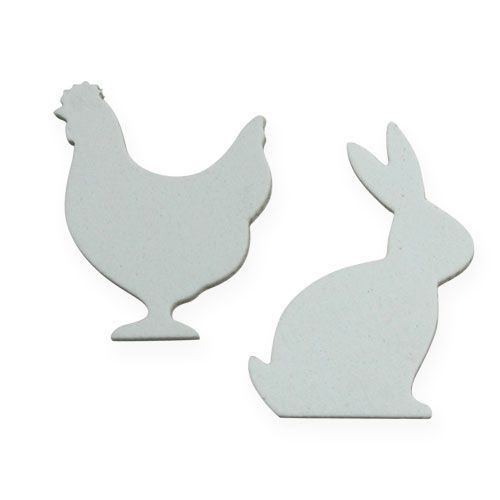 Floristik24 Sprinkle decoration Easter chicken, rabbit white 4cm 96p