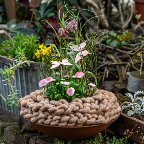 Floristik24 Stylo cord felted sheep&#39;s wool brown 10mm 15m