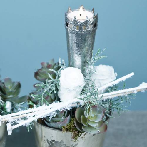 Product Tealight holder for sticking silver Ø5cm H24cm 4pcs