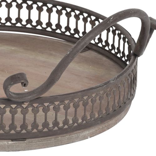 Floristik24 Tray with handles round tray antique brown Ø26/33cm set of 2