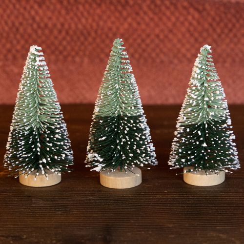 Product Mini artificial Christmas tree with snow Ø5cm H10cm 6 pcs