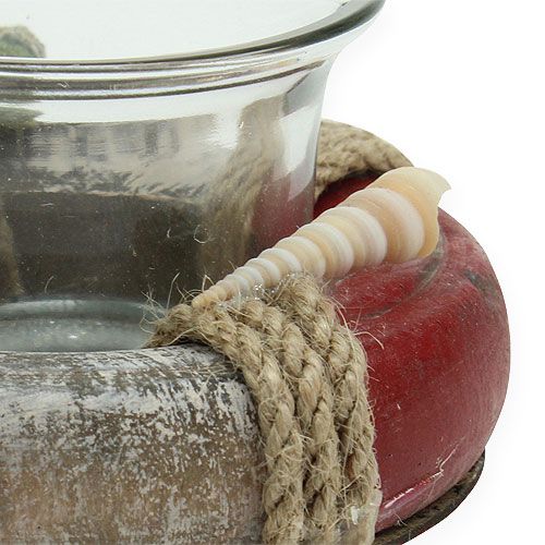 Floristik24 Tealight holder lifebuoy white, red Ø8.5cm