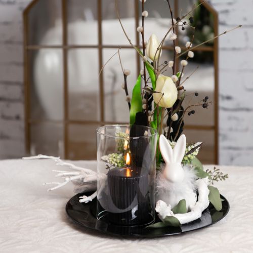 Product Decorative plate black flat glossy plastic Ø28cm H2cm