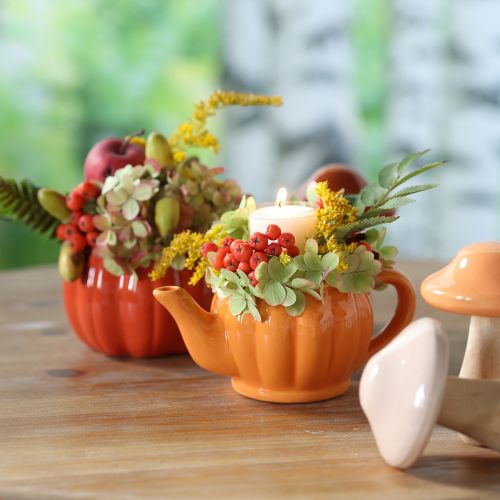 Planter ceramic teapot orange assorted 15×9×6.5cm 2 pcs