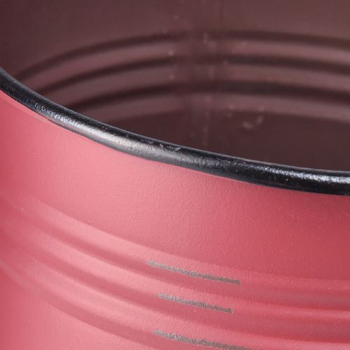 Floristik24 Planter Metal Tin Vintage Plant Pot Red Brown Ø12/9.5cm Set of 2